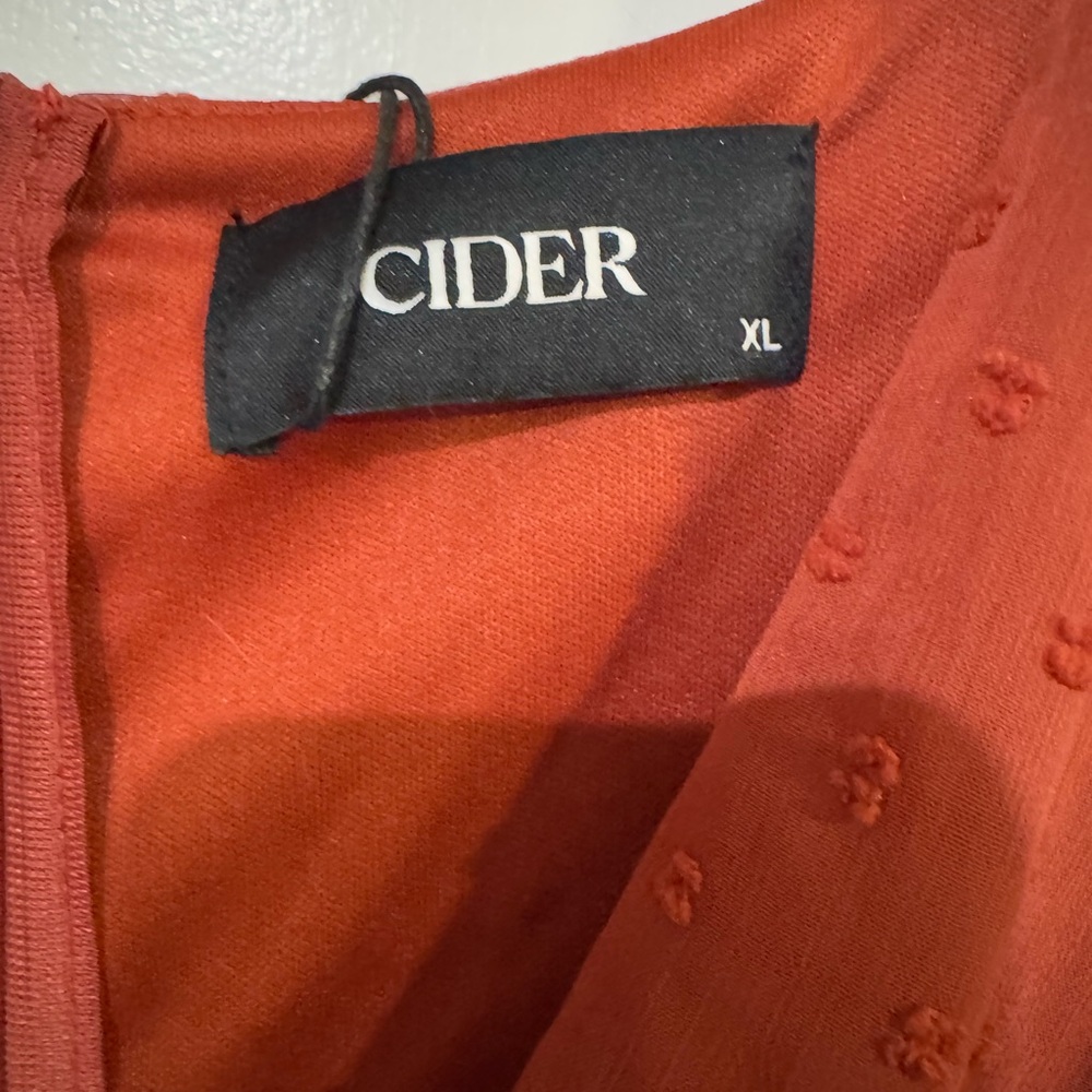 Cider Woven V-Neck Ruffle Hem Split Maxi Dress Rust Burnt Orange XL NWT - Picture 6 of 9